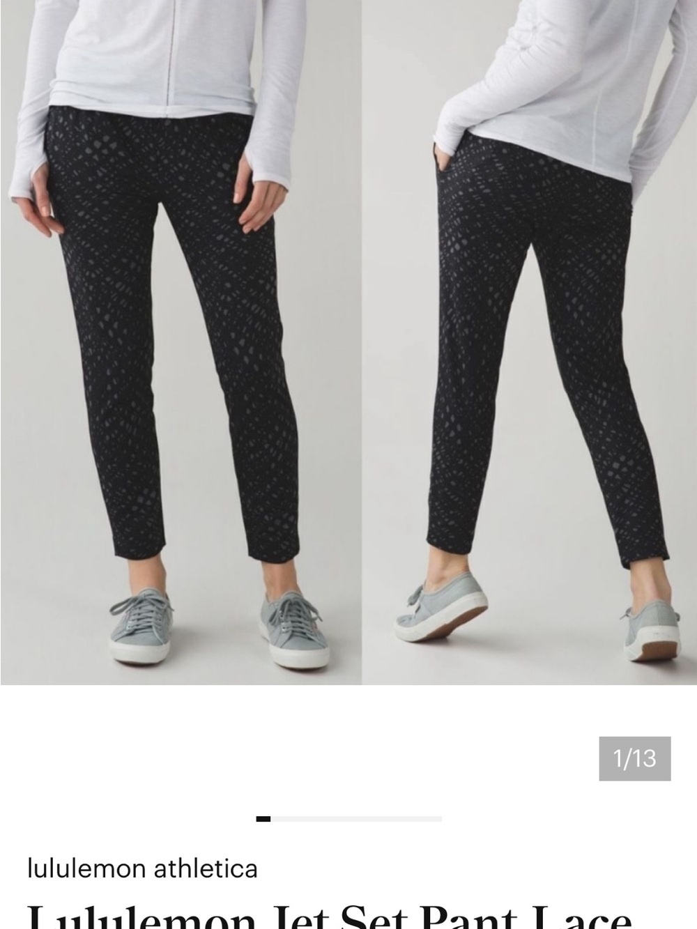 lululemon Jet Set Pants Lace Play Dark Slate Black Grey